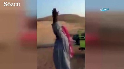 Keçiler atlama yatağı ile böyle kurtarıldı