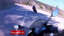 Kastamonu’da motosiklet kazası kask kamerasında!