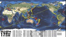 世界の地震 World earthquakes map 2013/05/01