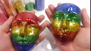 Combine Slime Glitter Colors Face toy DIY Learn Colors Slime Clay Ice Cream