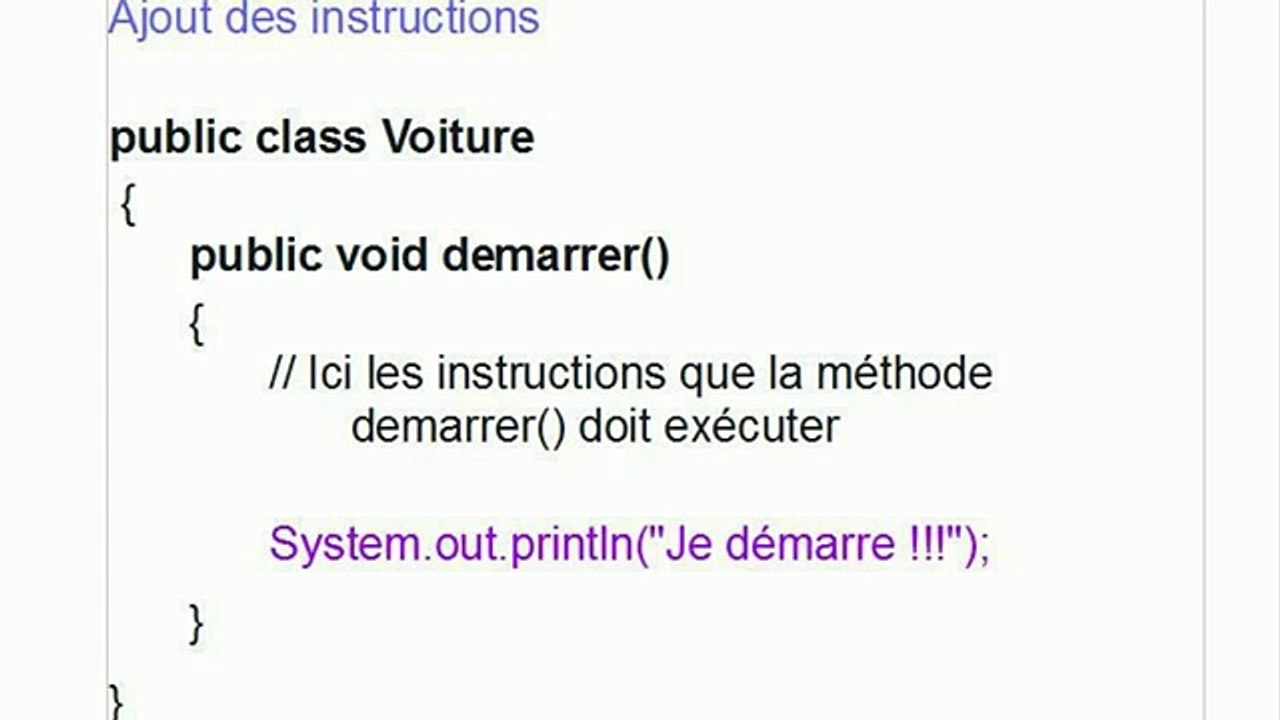 Exercice.  Langage Java JEE.   Programme. Création de la classe voiture