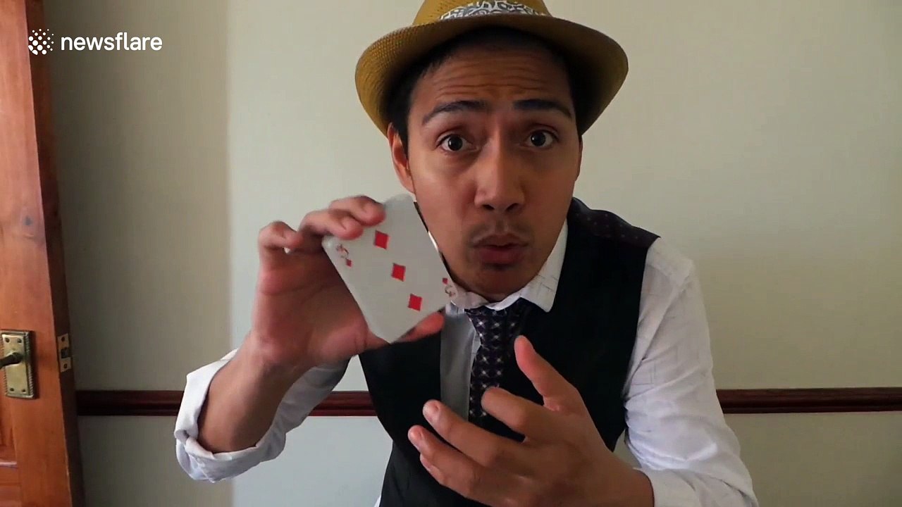 Magician performs interactive video trick
