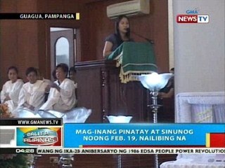 BP: Mag-inang pinatay at sinunog noong Feb. 19 sa Guagua, Pampanga, nailibing na