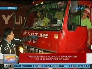 UB: Truck driver at mga pulis, nagkainitan sa Maynila kaugnay sa truck ban