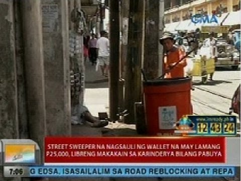 UB: Isang street sweeper sa Naga City, nagsauli ng pitakang may laman na P25k
