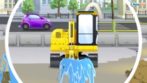Kids Video Excavator Truck Tow Truck Crane in Truck City on the road | Truck cartoon for children