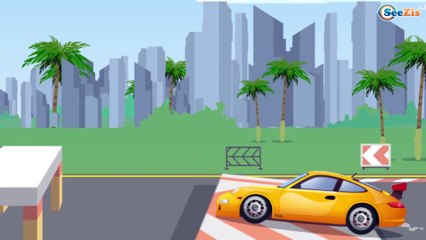 Kids Video Race Car on the road The kids Super Heroes - 2D Animations For Kids Cars & Monster Truck