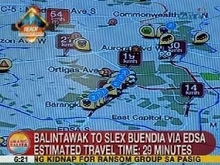 UB: Balintawak to SLEX Buendia via EDSA estimated travel time: 29 minutes