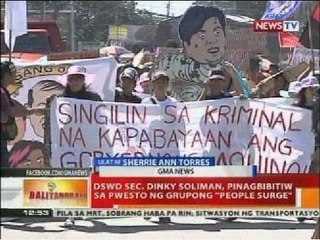 DSWD Sec. Dinky Soliman, pinagbibitiw sa pwesto ng grupong "People Surge"