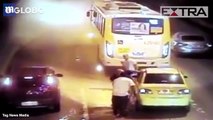 Brazilian motorcyclist left with pants pulled down legs