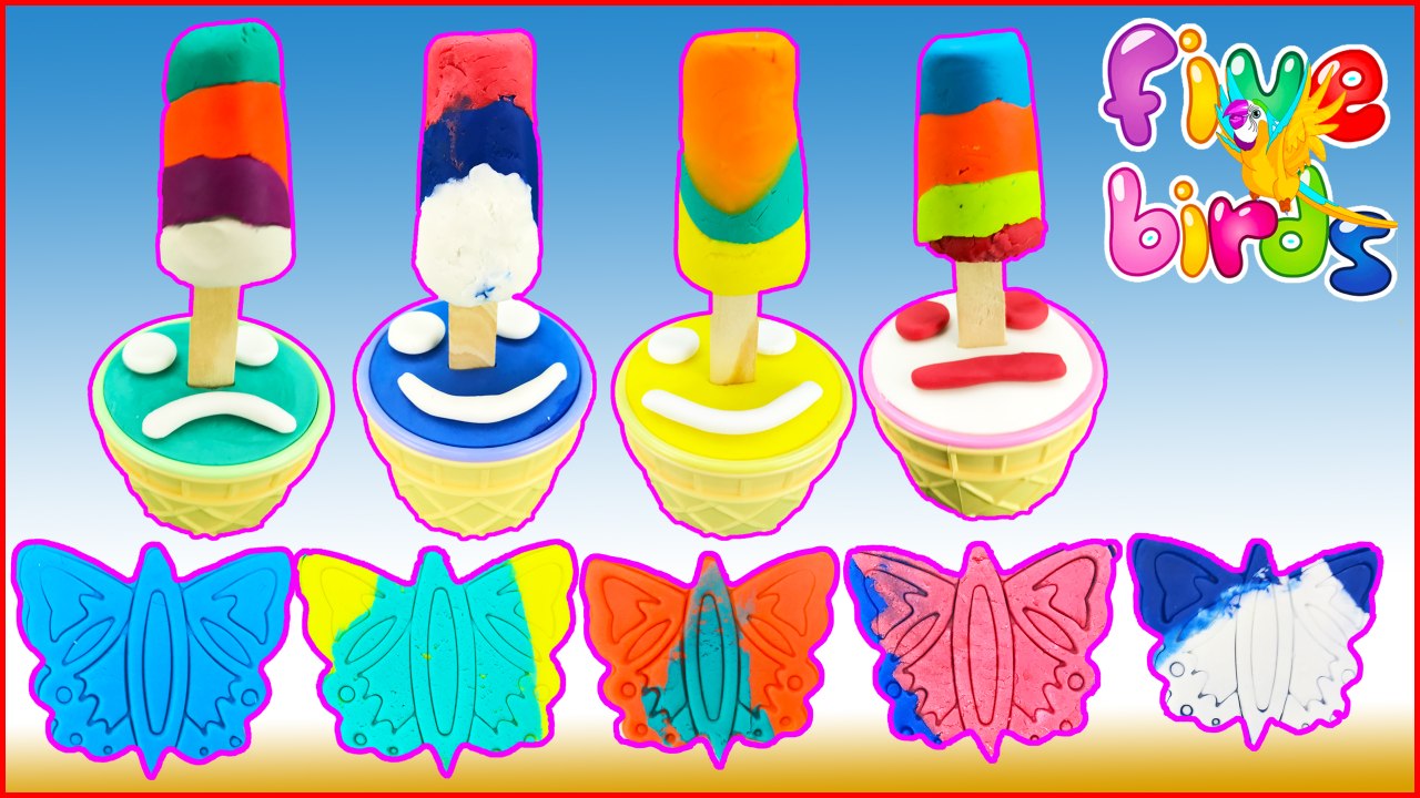 Play-Doh Ice Cream Toys For Kids Learn Colors And Make Butterfly Rainbow