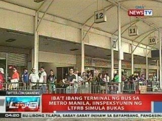 NTVL: Iba't ibang terminal ng bus sa Metro Manila, iinspeksyunin ng LTFRB simula bukas