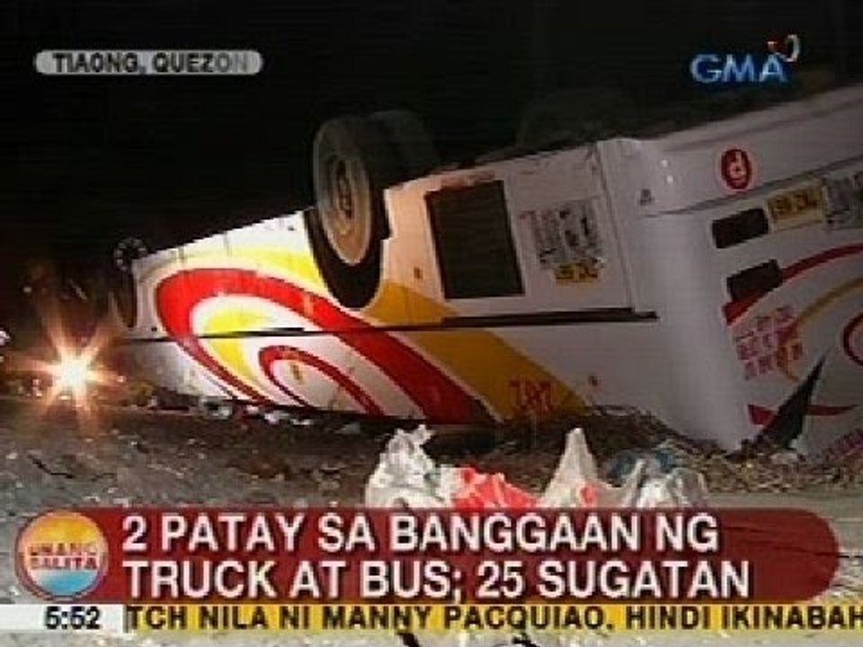 UB: 2 patay sa banggaan ng truck at bus sa Tiaong, Quezon; 25 sugatan