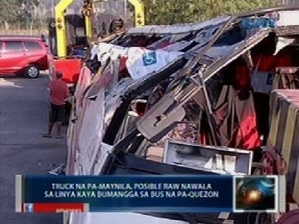 Tatlong magkakaanak, patay sa banggaan ng bus at truck sa Tiaong, Quezon