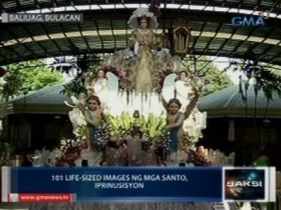 Saksi: 101 life-sized images ng mga santo, iprinusisyon sa Plaridel, Bulacan