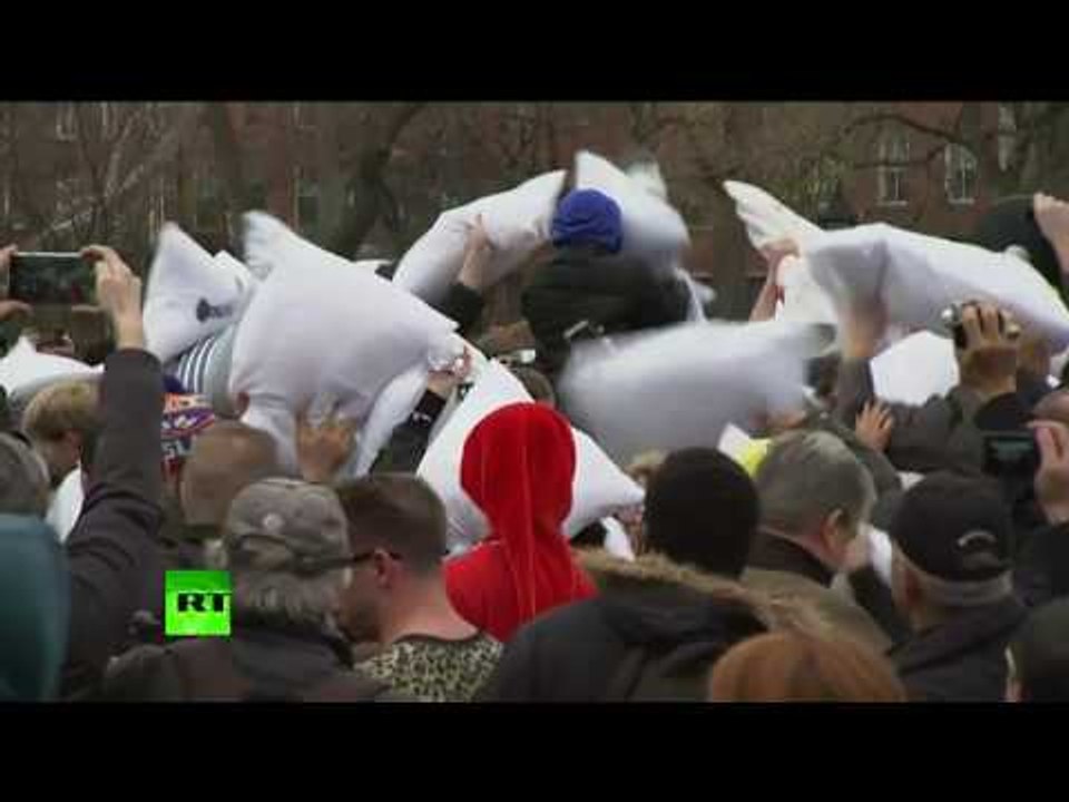 Gentle clashes: Huge urban pillow fight played out in NYC