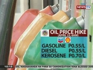 Chevron, Shell, magtatataas ng P0.55/liter sa gasolina at diesel; P0.70/liter sa kerosene
