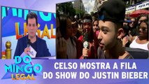 Valentina mostra a fila do show do Justin Bieber