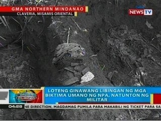 Loteng ginawang libingan ng mga biktima umano ng NPA, natunton ng militar