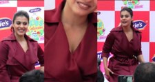 Kajol In Red V neck Dress At Mcvities Launch