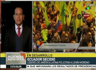 Moreno llama a la paz y pide a opositores respetar el voto popular