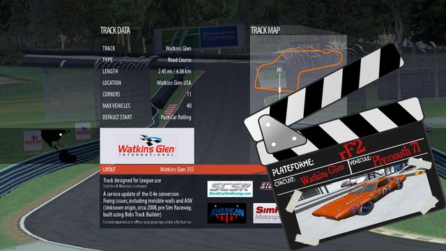 Tour de piste à Watkins Glen en Plymouth 71 sur rFactor 2