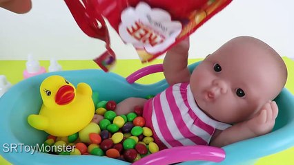 Baby Doll Bath Time Skittles - Baby Doll Potty Training Video