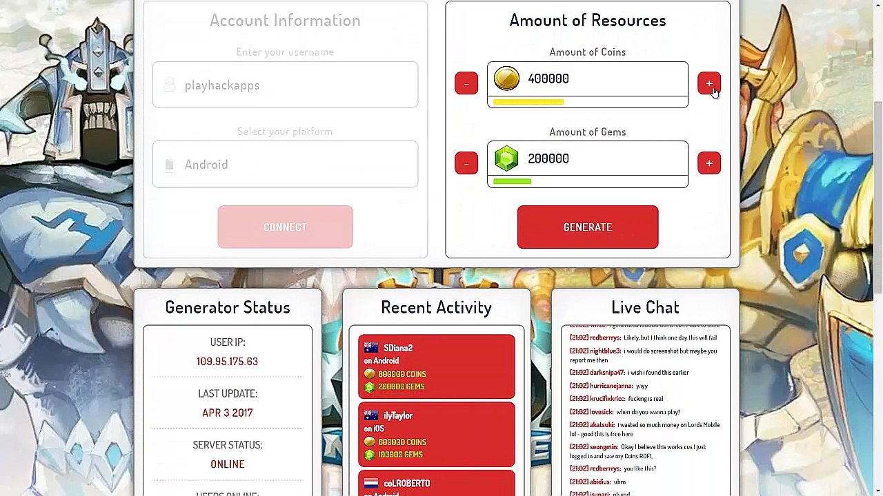Lords Mobile Hack Online (Android/iOS) - Unlimited Coins & Gems