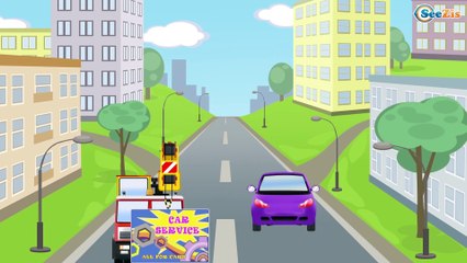 The Red Bulldozer and Big Truck in the City - Cartoons for Children - Cars & Trucks for Kids
