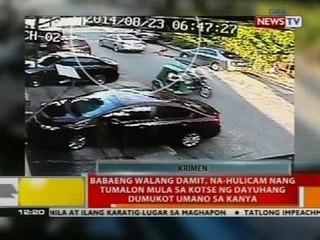 Babaeng walang damit, na-hulicam nang tumalon mula sa kotse ng dayuhang dumukot umano sa kanya