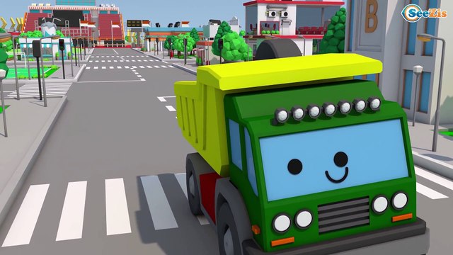 Çekici Kamyon - İş makineleri çocuk parkında tüm bölümler bir arada - 3D çizgi film