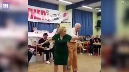 Elderly couple in Germany perform rock'n'roll routine