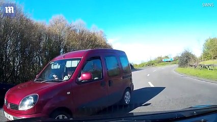 Elderly driver goes WRONG WAY around a roundabout near M5 _ Daily Mail Online