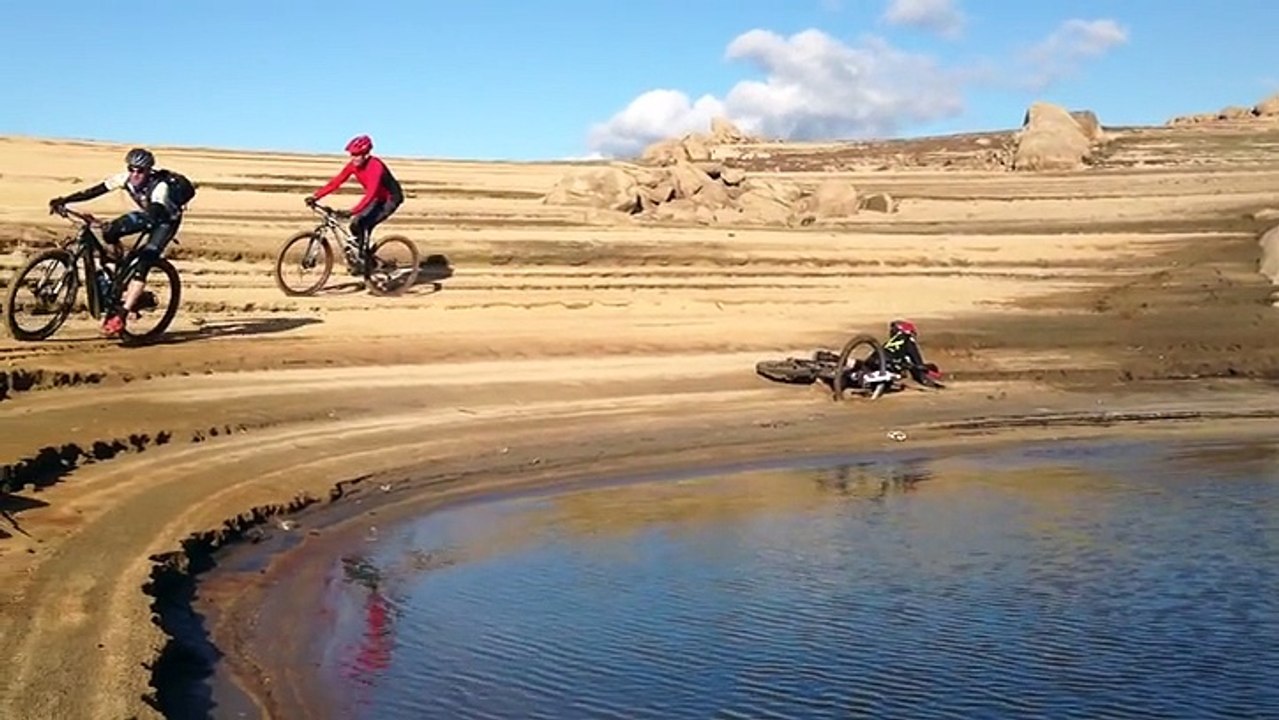 Mountain Biker Faceplants After Hitting Quicksand