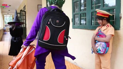 Frozen Elsa & Spiderman AT SCHOOL, Learn My Body! w_ Prank, Joker, Maleficent Teacher! Superhero fun-sO4