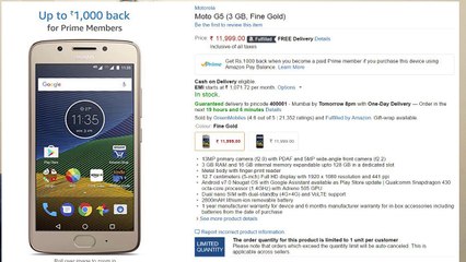 Moto G5 Now on Amazon.com At Rs 11999 Wait Is Over [Hindi]
