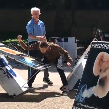 This Texas State University student trashed an anti-abortion protest on Monday [Mic Archives]