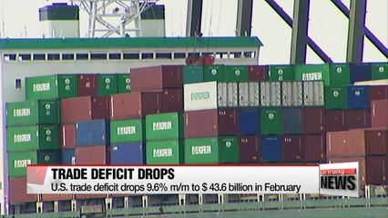 U.S. trade deficit drops 9.6% m/m to $43.6 billion in February