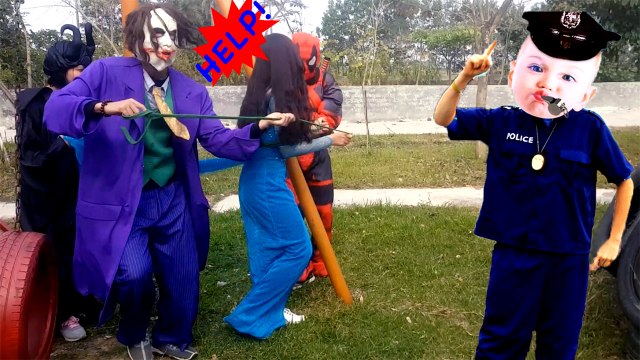 Joker Deadpool Maleficent Kidnap Frozen Elsa Spiderman vs Police Baby Captain America Recuse Elsa