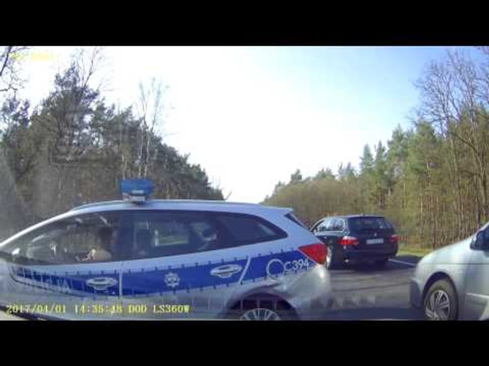 Dashcam Captures Polish Driver's Collision With Police Car