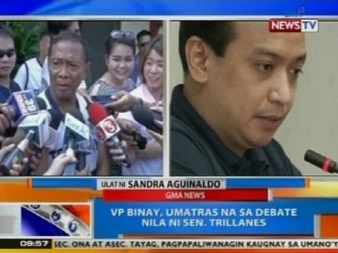 NTG: VP Binay, umatras na sa debate nila ni Sen. Trillanes