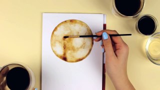 Art Challenge - Painting With Coffee ☕ _ Painting The Moon _ How To Paint The Moon With Coffee-_38bvR6fWNw