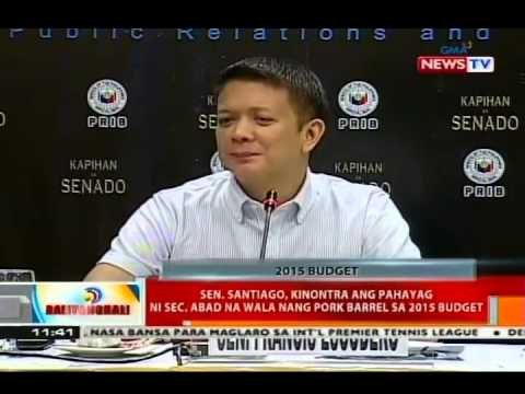 Sen. Santiago, kinontra ang pahayag ni Sec. Abad na wala nang pork barrel sa 2015 budget