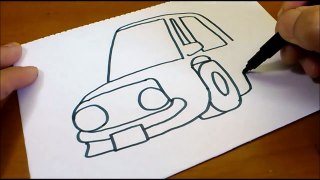 Easy! How to turn words CAR into a Cartoon for kids -  Let's Learn drawing art on paper-Atf1humyRkE