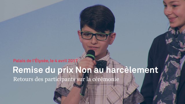 Remise du prix « Non au harcèlement » 2017 : retours des participants sur la cérémonie