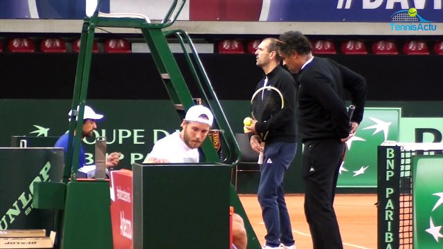 Coupe Davis 2017 - FRA-GBR - J-2 : L'entraînement des Français devant des centaines d'enfants au Kindarena de Rouen