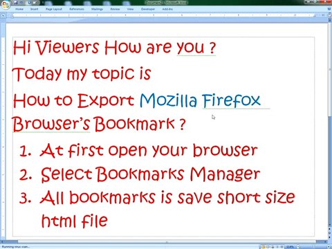 How to Backup Export your Mozilla Firefox Bookmarks - the EASY way Export Process !