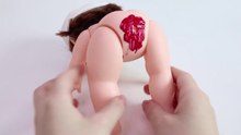 Baby Doll Bath Time Eating Color M&Ms Chocolate Shit Color POOP With Finger Song-ZdJJhr