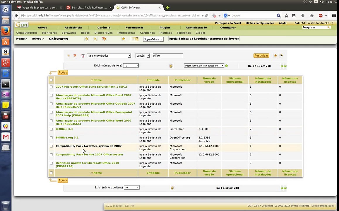 GLPI  Funcionalidades do Dashborad e OCS