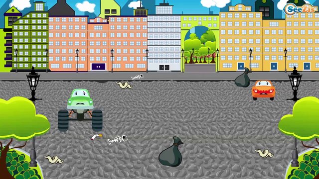 The Yellow Excavator at work - Cars & Trucks Cartoons for Children